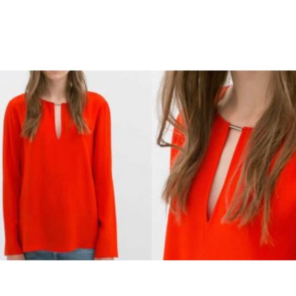 Zara Tunic Blouse Red S - Picture 1 of 9